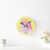 👑 Niedliche Princess Unicorn Individuelle Name Runde Wanduhr (Zuhause)