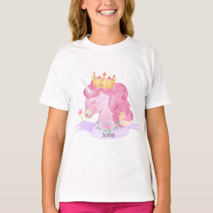 👑 Niedliche Princess Unicorn Individuelle Name T-Shirt