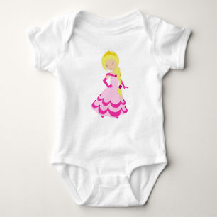 Niedliche Prinzessin, Blondhaar, Kronen, rosa Klei Baby Strampler