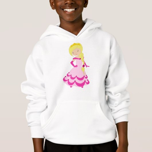 Niedliche Prinzessin, Blondhaar, Kronen, rosa Klei Hoodie (Vorderseite)