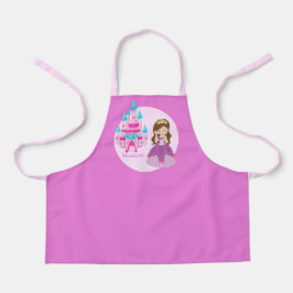 Niedliche Prinzessin Burg Rosa Monogramm Kinder Schürze