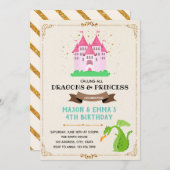 Niedliche Prinzessin-Drachengemeinde Einladung (Vorne/Hinten)