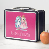 Niedliche Prinzessin & Einhorn, hellrosa Weiß Metall Brotdose (Beispiel)