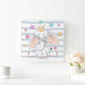 Niedliche Prinzessin Elephant Quadratische Wanduhr (Zuhause)