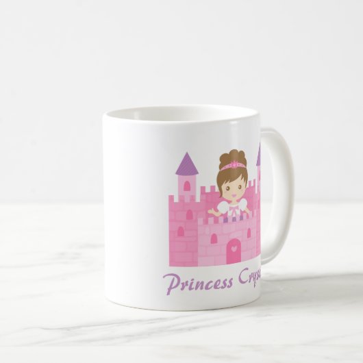 Niedliche Prinzessin Girl im rosa Schloss Kaffeetasse (VorderseiteRechts)