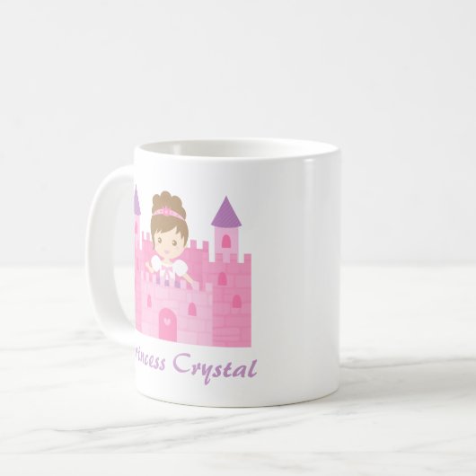 Niedliche Prinzessin Girl im rosa Schloss Kaffeetasse (Vorderseite Links)
