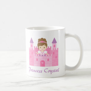 Niedliche Prinzessin Girl im rosa Schloss Kaffeetasse