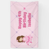 Niedliche Prinzessin Girl Pink Custom Kinder glück Banner (Vertikal)