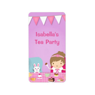 Niedliche Prinzessin Girl Tea Party Birthday Adressaufkleber