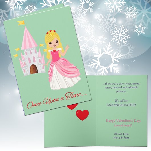 Niedliche Prinzessin Grandtochter Valentine Blonde Feiertagskarte