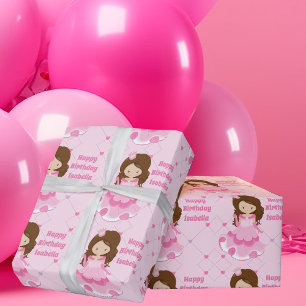Niedliche Prinzessin Happy Birthday Pink Custom Gi Geschenkpapier