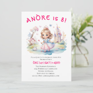 Niedliche Prinzessin in Whimsical Wunderland Einladung