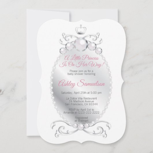 Niedliche Prinzessin ist auf ihrem Weg Baby Dusche Einladung (Vorderseite)