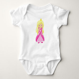 Niedliche Prinzessin, Krone, Blondhaar, rosa Kleid Baby Strampler