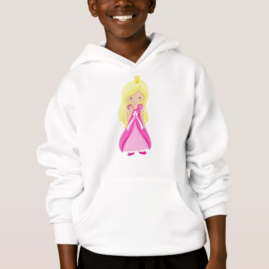 Niedliche Prinzessin, Krone, Blondhaar, rosa Kleid Hoodie (Vorderseite)
