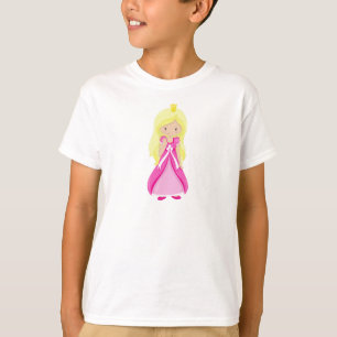 Niedliche Prinzessin, Krone, Blondhaar, rosa Kleid T-Shirt
