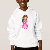 Niedliche Prinzessin, Krone, braune Haare, rosa Kl Hoodie (Vorderseite)