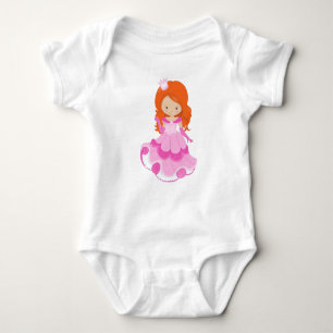 Niedliche Prinzessin, Krone, rosa Kleid, orangefar Baby Strampler
