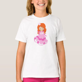 Niedliche Prinzessin, Krone, rosa Kleid, orangefar T-Shirt