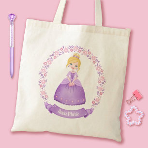 Niedliche Prinzessin Lila Personalisiert Tragetasche