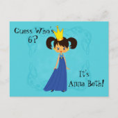 Niedliche Prinzessin mit Krongeburt Einladung (Vorderseite)