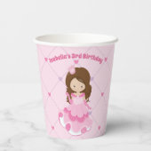 Niedliche Prinzessin Pink Custom Birthday Girl Par Pappbecher (Rückseite)