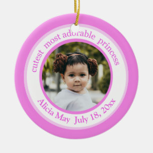 Niedliche Prinzessin Rosa Foto Keramik Ornament