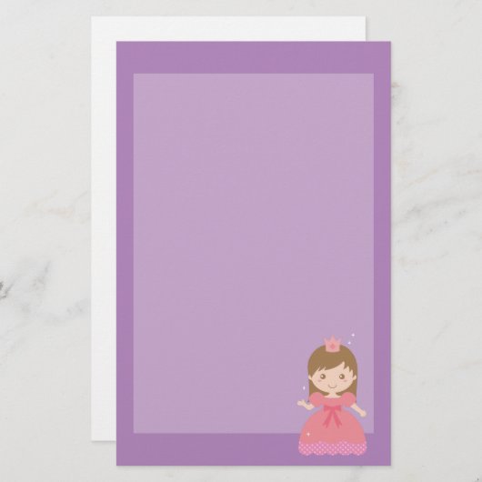 Niedliche Prinzessin, Rosa für kleine Mädchen Briefpapier (Vorne/Hinten)