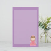 Niedliche Prinzessin, Rosa für kleine Mädchen Briefpapier (Stehend Vorderseite)