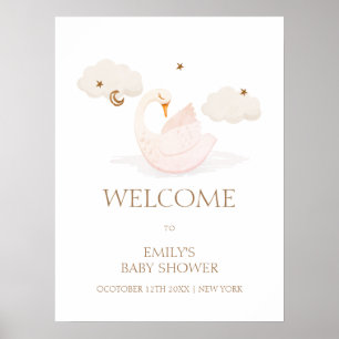 Niedliche Prinzessin Swan Moon Star Babydusche Wil Poster