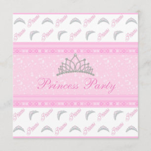 Niedliche Prinzessin Tiaras Pink Birthday Party Einladung