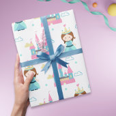 Niedliche Prinzessin und Burg Rosa und Blau Geschenkpapier