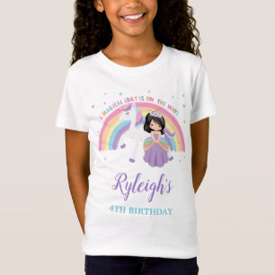 Niedliche Prinzessin und Einhorn-Rainbow-Birthday- T-Shirt
