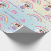 Niedliche Prinzessin und Einhorn-Regenbogen Geburt Geschenkpapier (Ecke)