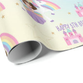 Niedliche Prinzessin und Einhorn-Regenbogen Geburt Geschenkpapier (Rolleneckpunkt)