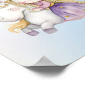 Niedliche Prinzessin Unicorn Aquarellfarbe Poster (Ecke)