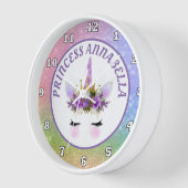 niedliche Prinzessin Unicorn hinzufügen Name Dekor Uhr (Winkel)