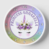 niedliche Prinzessin Unicorn hinzufügen Name Dekor Uhr (Vorderseite)