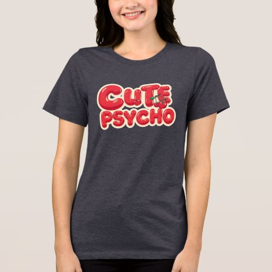 Niedliche Psycho Fett Typografie Tri-Blend Shirt (Vorderseite)