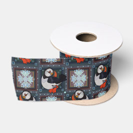 Niedliche PuffBirds Wintermuster Satinband