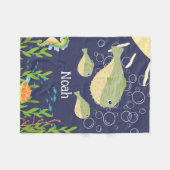 Niedliche Pufffische in tiefblauer See, Fleecedecke (Vorderseite (Horizontal))