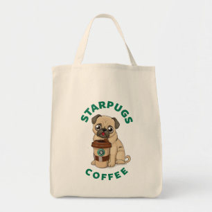 Niedliche Pug-Welpen-Hundemutter-Kaffee-Liebhaberi Tragetasche