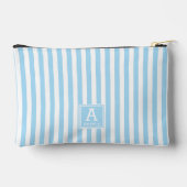 Niedliche Pulverfarbe Blaue Streifen Mit Monogramm Zubehörtasche (Rückseite)
