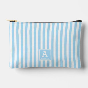 Niedliche Pulverfarbe Blaue Streifen Mit Monogramm Zubehörtasche