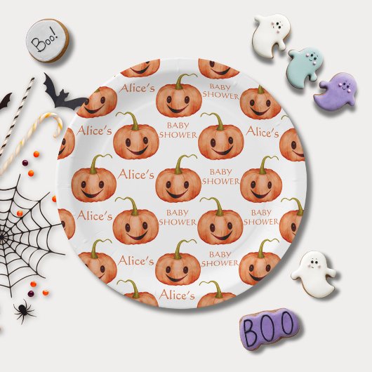 Niedliche Pumkin Halloween Kinderdusche Pappteller