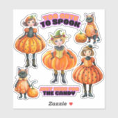 Niedliche Pumpkatzenmädchen und Katzenaufkleber Aufkleber (Blatt)