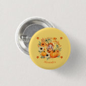 Niedliche Pumpkettenmaus im Herbstkranz Button (Vorne & Hinten)