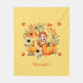 Niedliche Pumpkettenmaus im Herbstkranz Fleecedecke