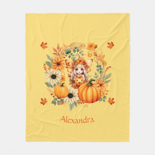 Niedliche Pumpkettenmaus im Herbstkranz Fleecedecke (Vorderseite)