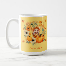 Niedliche Pumpkettenmaus im Herbstkranz Kaffeetasse